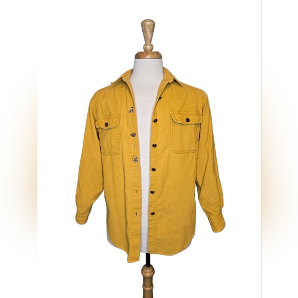 Vintage 90s Mustard Corduroy Button Down Shirt Gilmore Girls Fall Bookish Size S - Picture 4 of 8